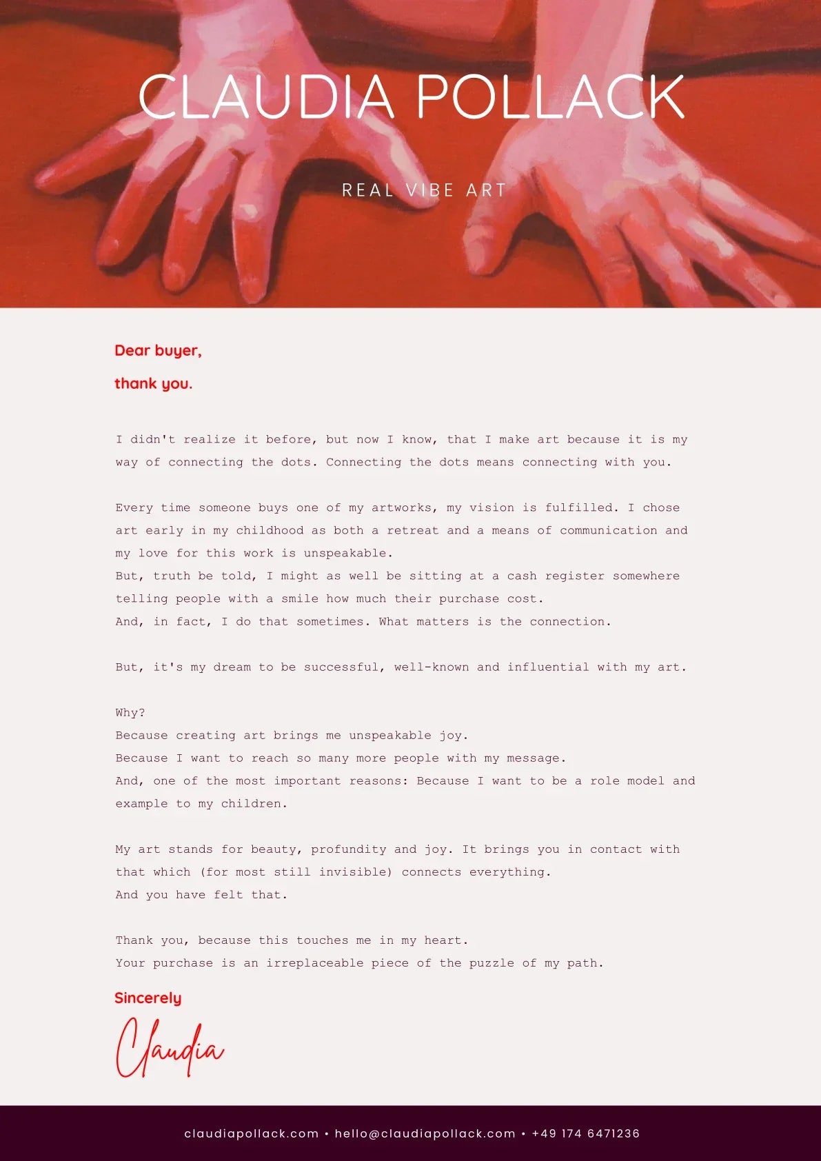 'Ungelebtes Potenzial' Fine-Art-Druck — A letter from the artist