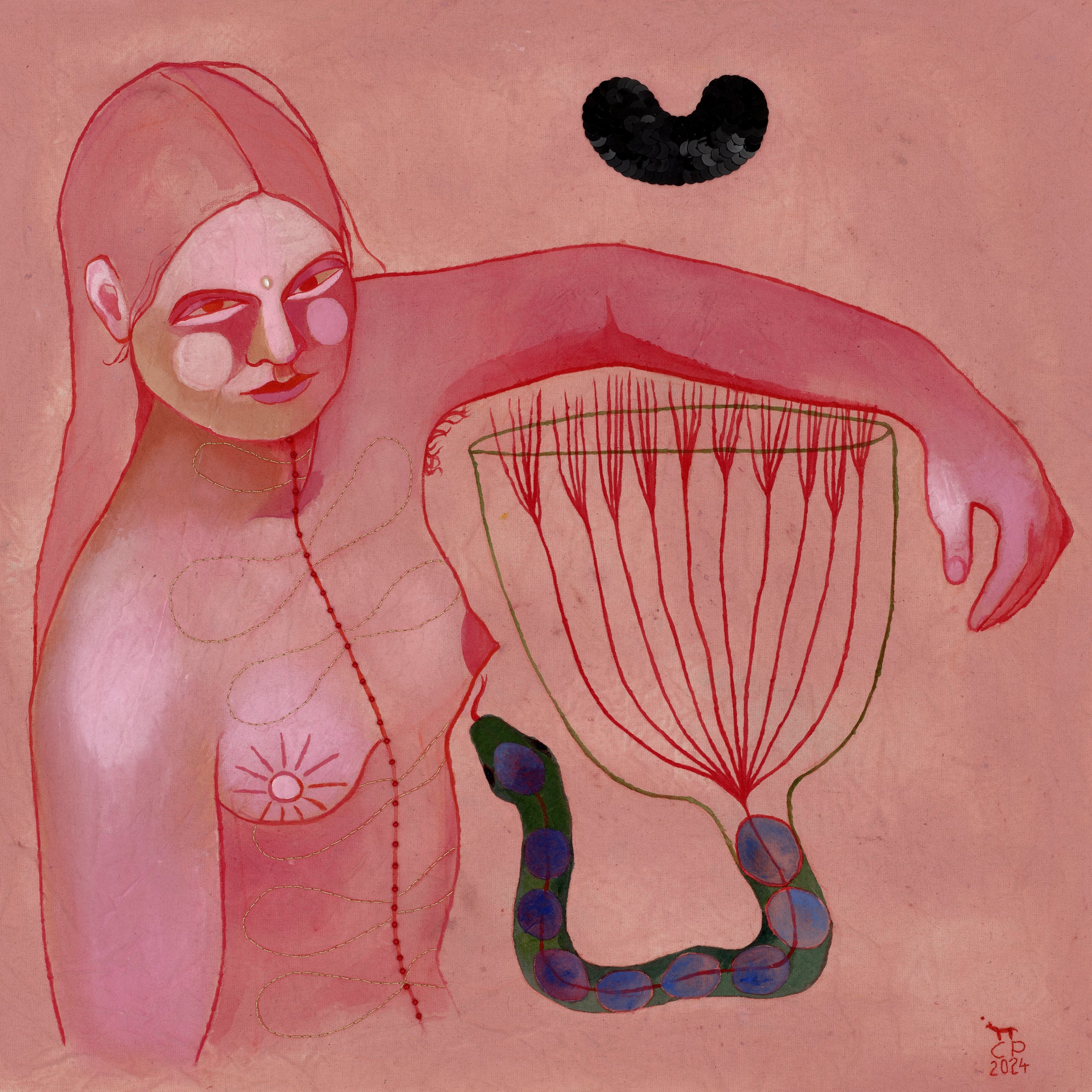 'Alchemie', Mixed Media auf Baumwolle