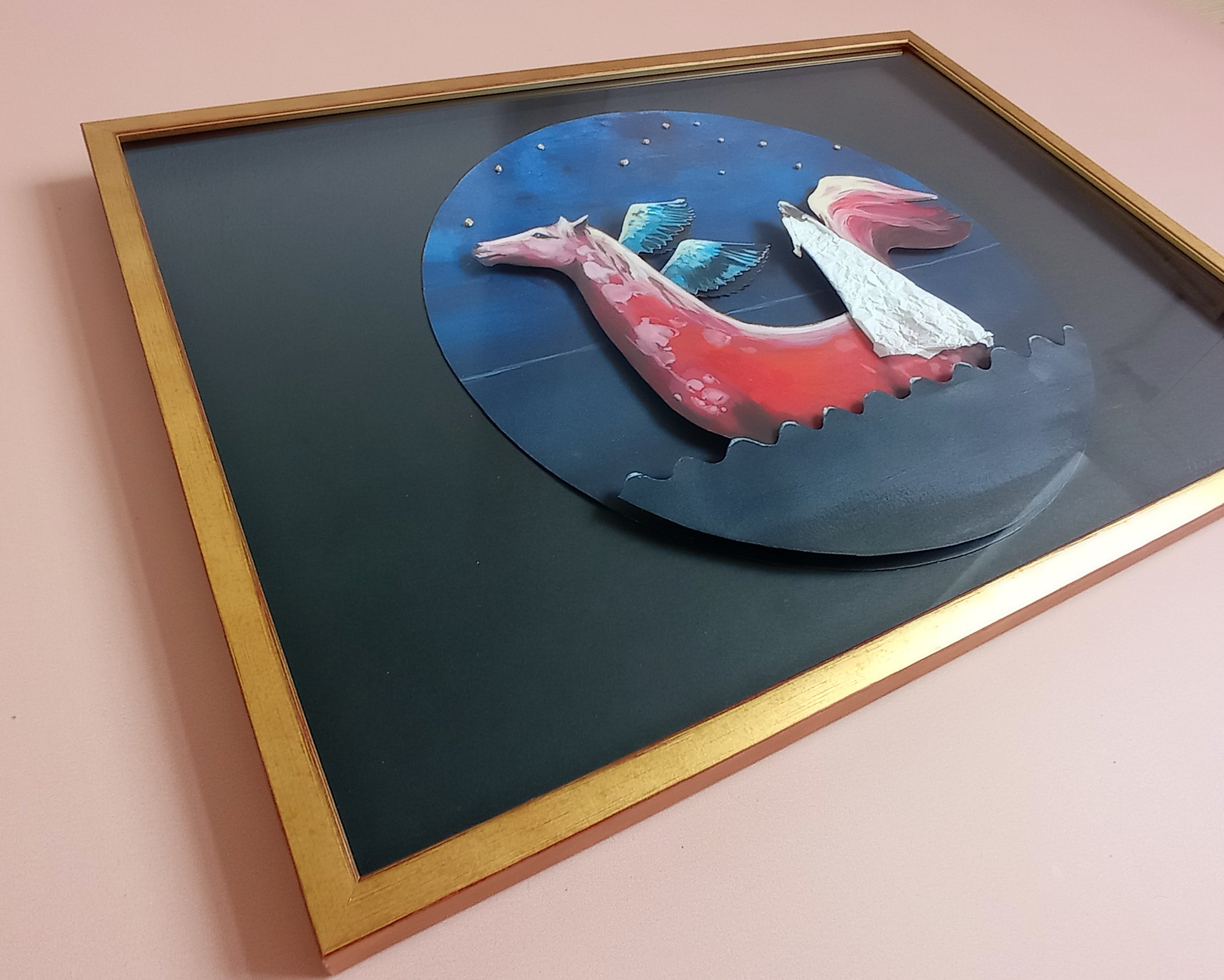'Over The Edge' assemblage, original incl. frame