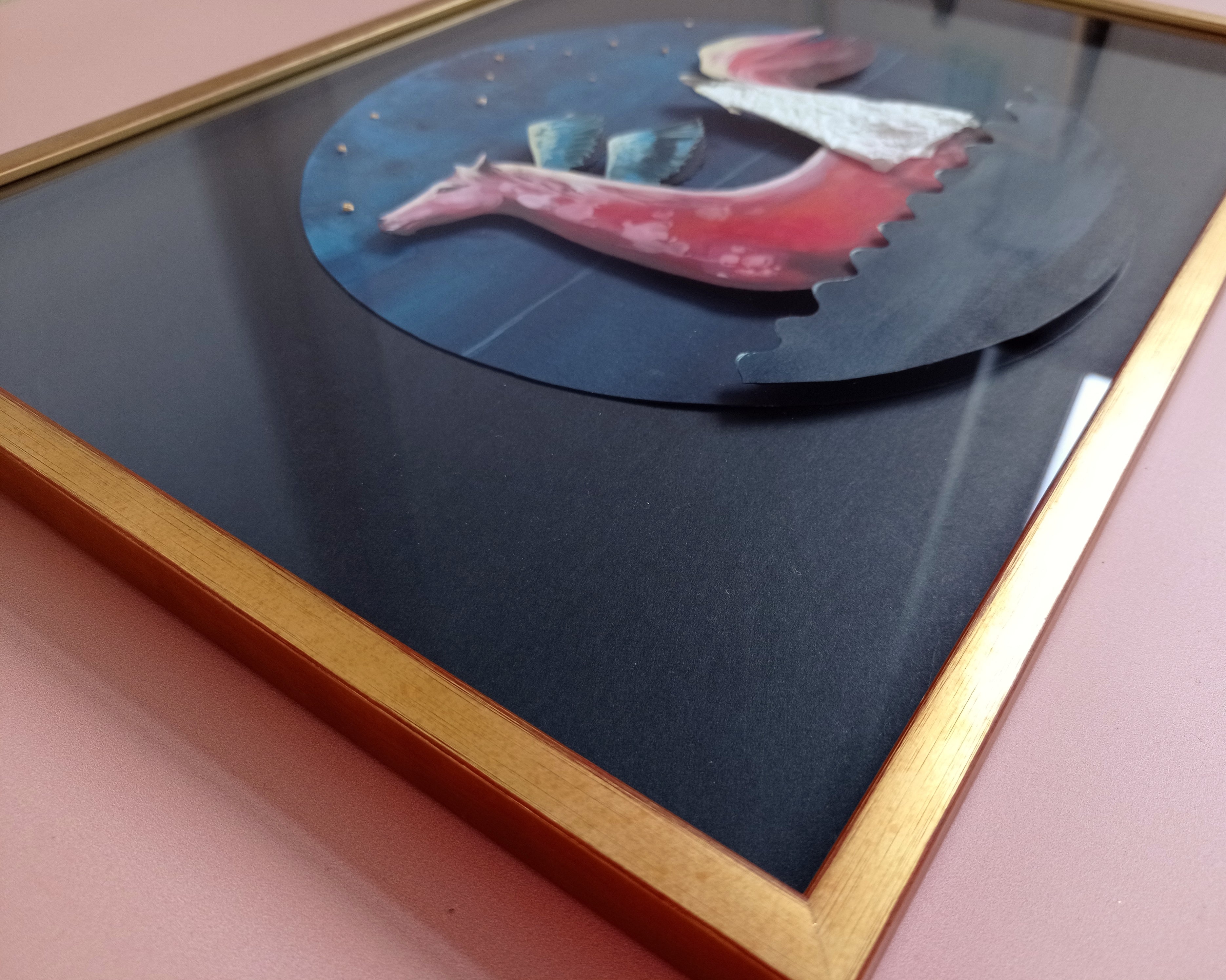 'Over The Edge' assemblage, original incl. frame