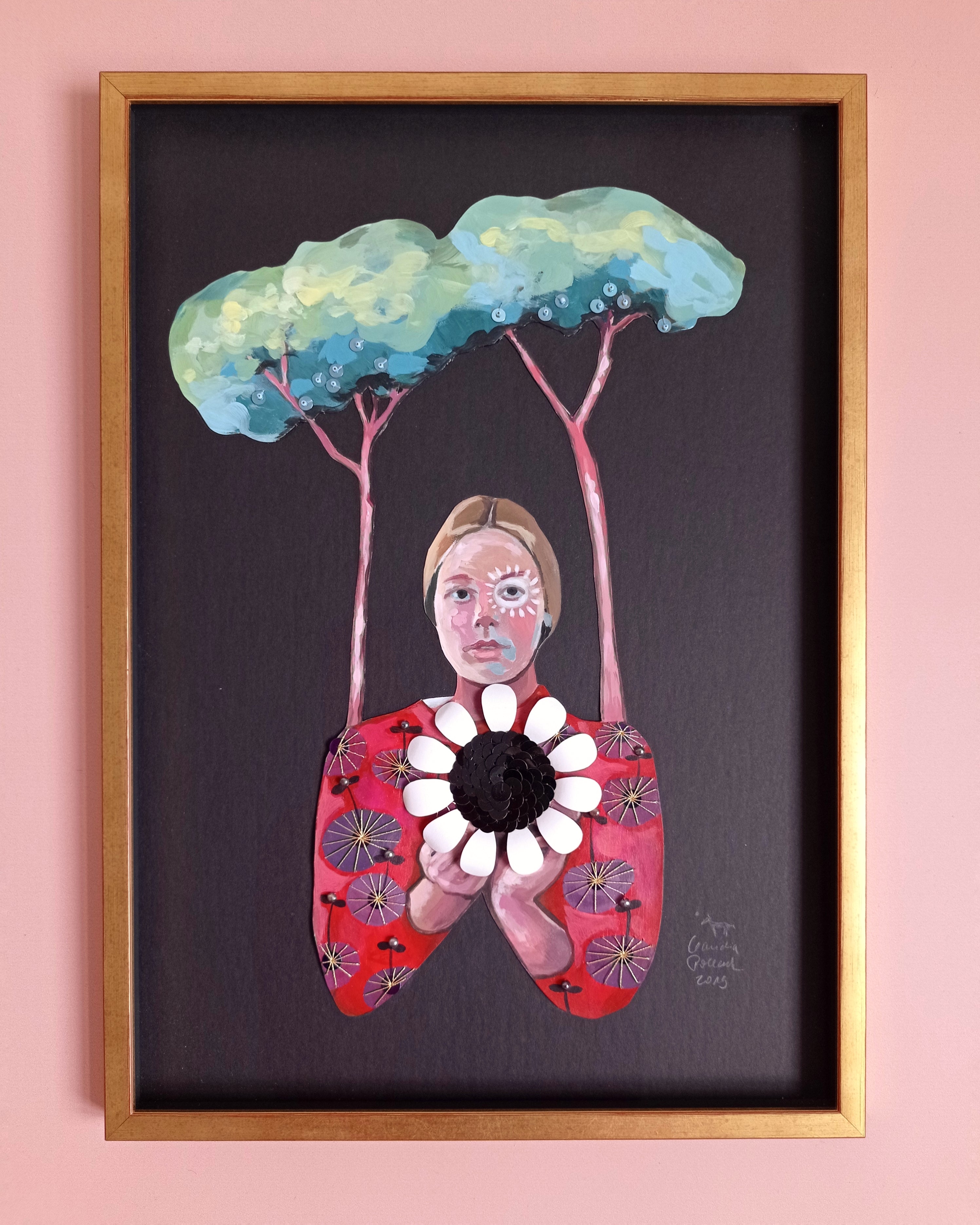 'Nina' Assemblage, Original mit Rahmen