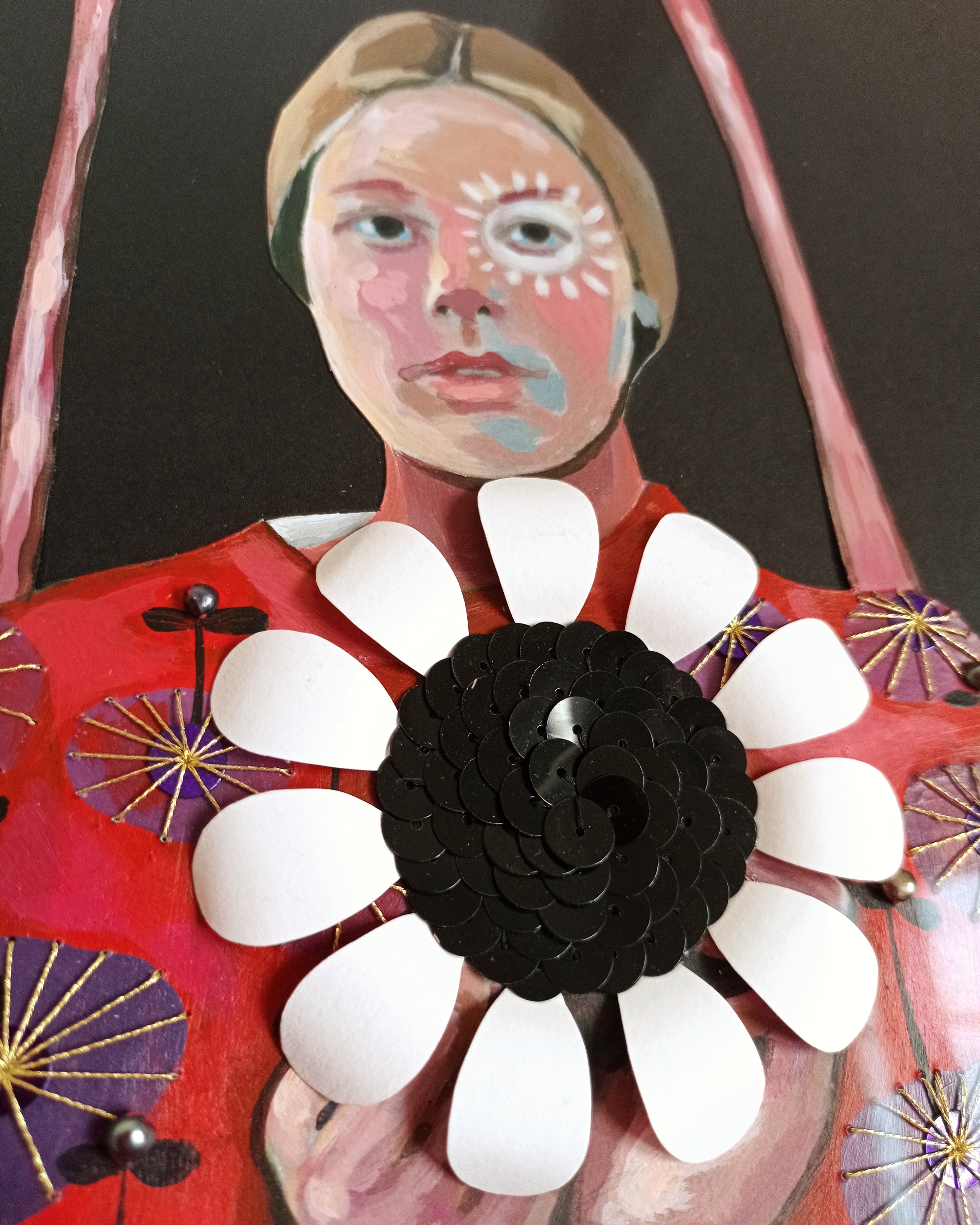 'Nina' Assemblage, Original mit Rahmen