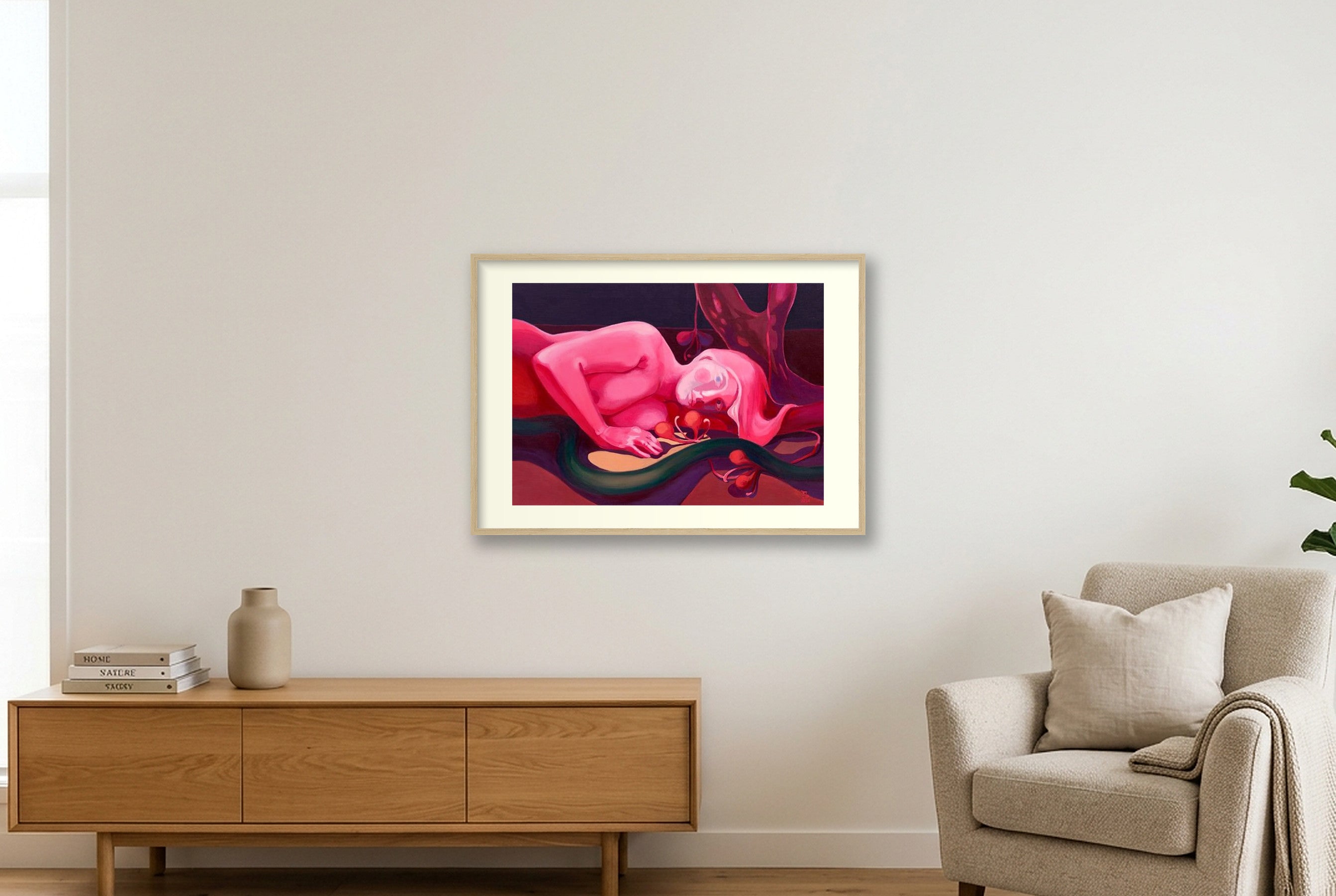 'Ungelebtes Potenzial' Fine-Art-Druck — 84×59cm, 33×23" Oak Frame