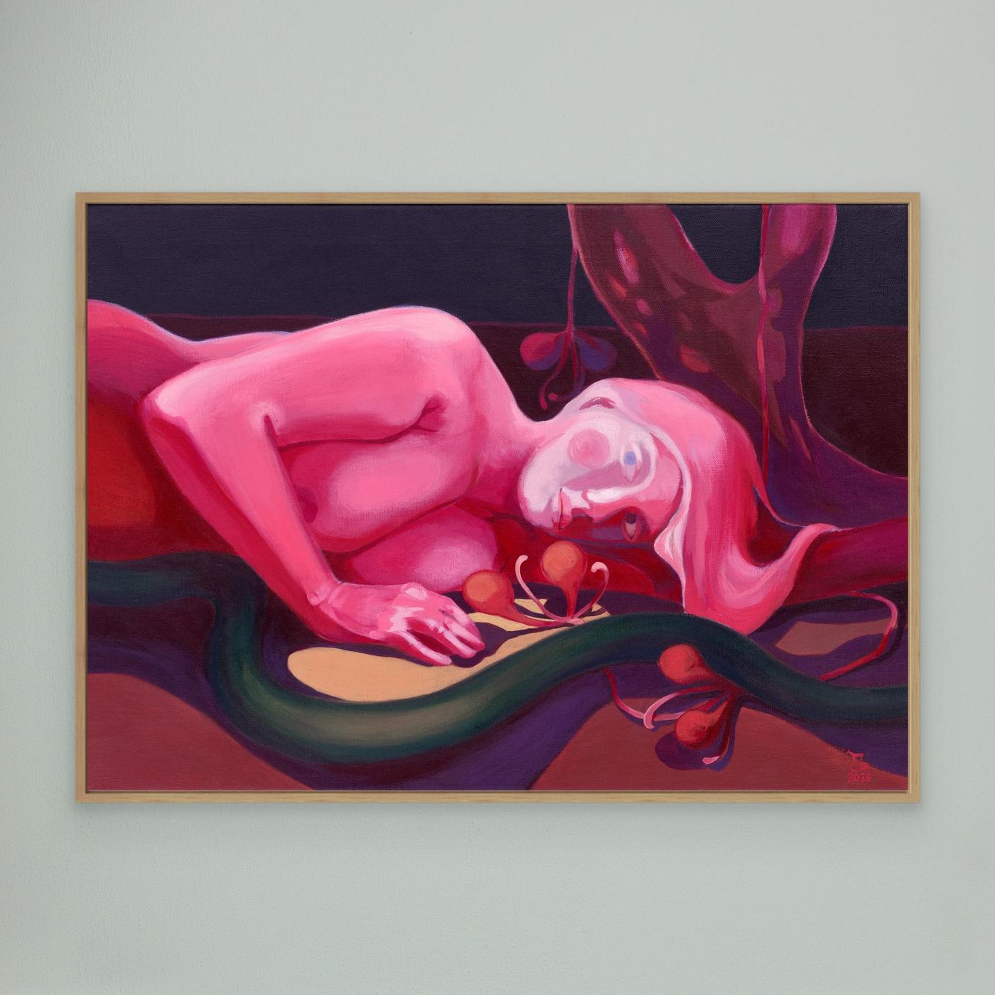 "Ungelebtes Potenzial" – Figurativer Giclée-Kunstdruck auf Leinwand | Claudia PollackHolzrahmen Eiche