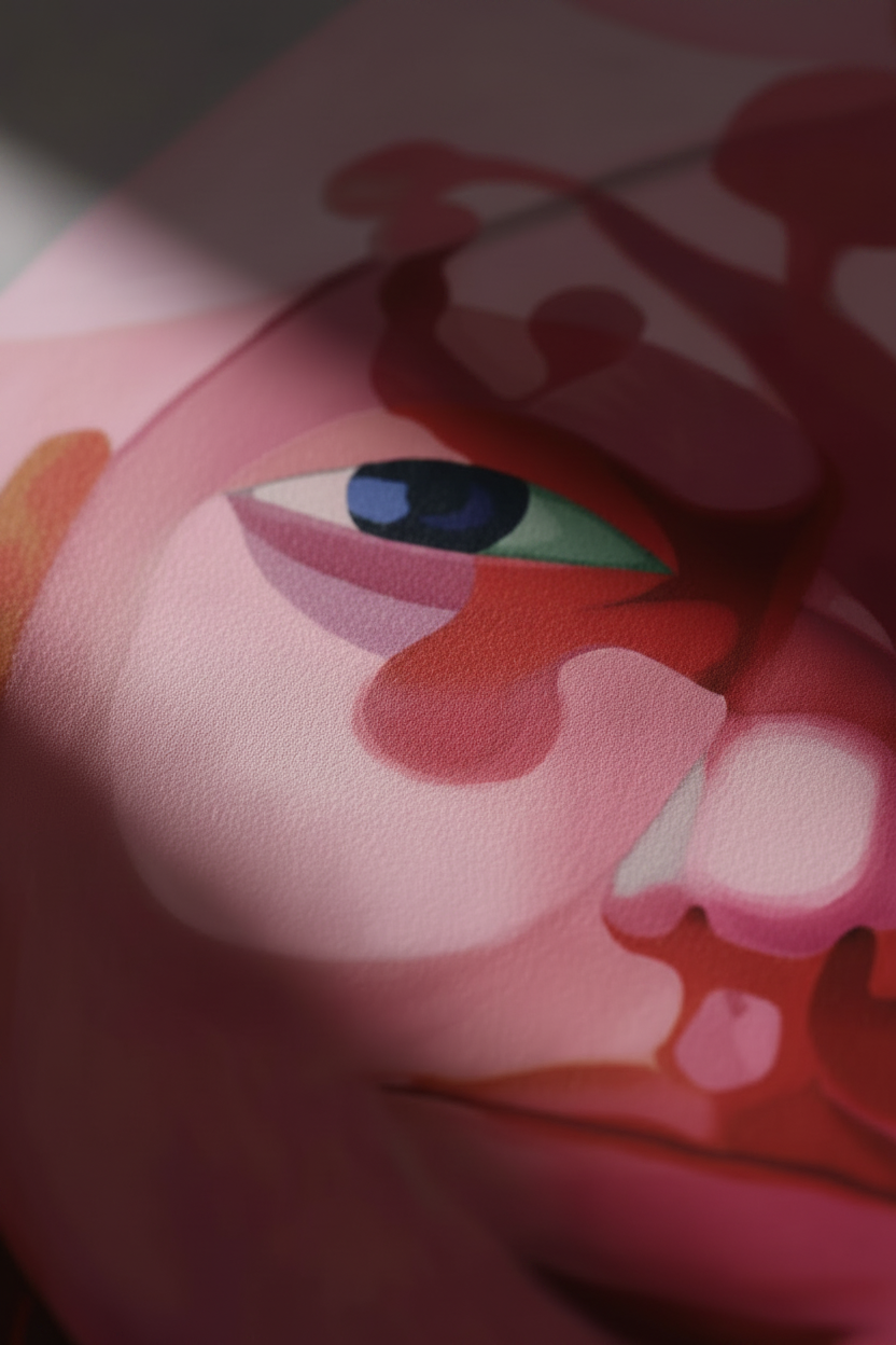 “Gates” - Figurative Portrait Giclée Art Print: Close-up View