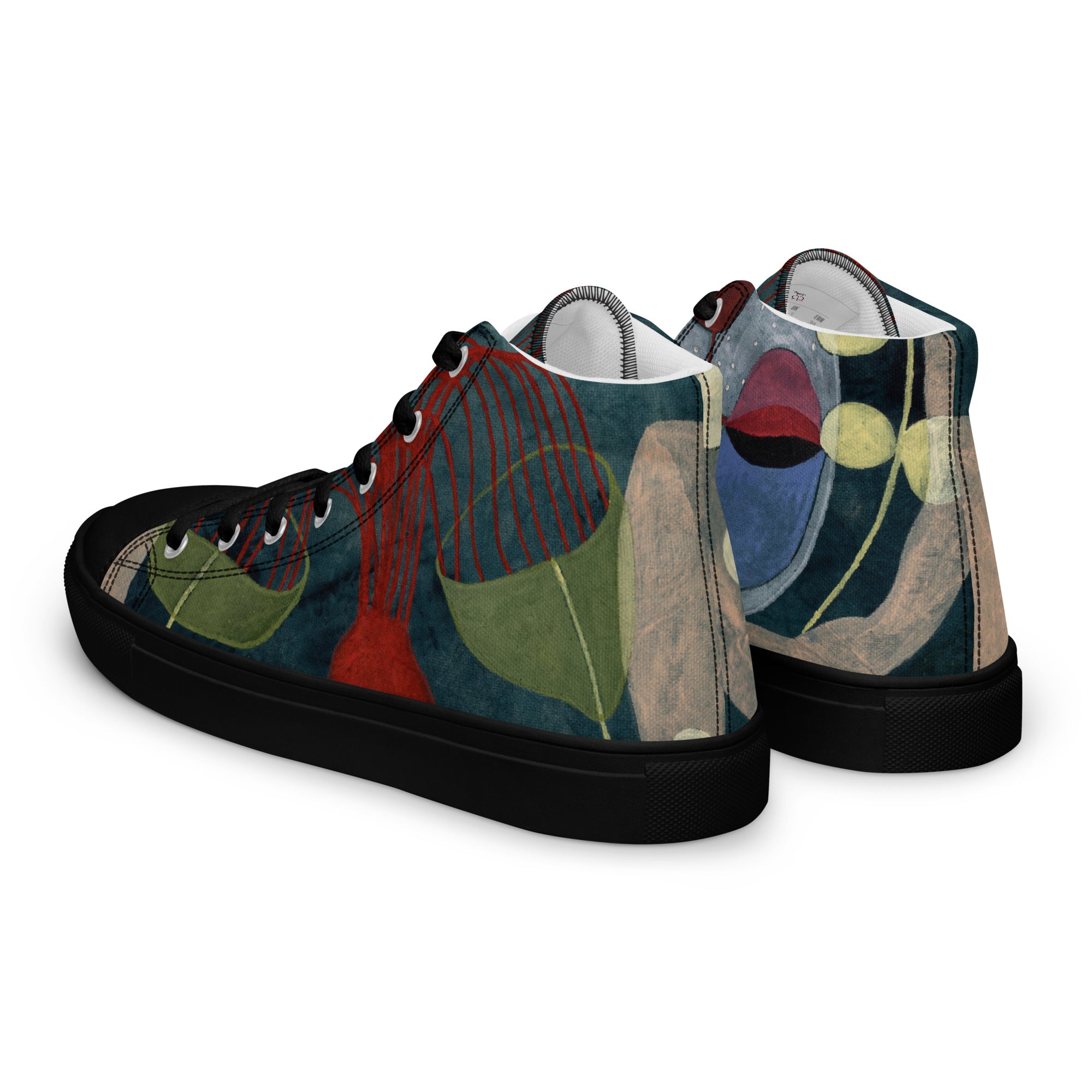 "The Magic Kitchen" High-Top Canvas Shoes for Women – left back view